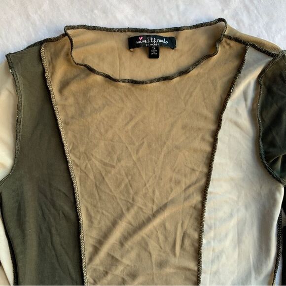 Mixed Threads Los Angeles Topstitched Brown Long Sleeve Colorblock Crop … - Picture 9 of 9